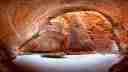 Inside the huge sandstone amphitheatre of Cathedral Gorge